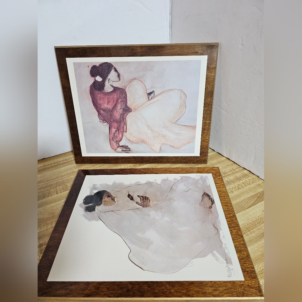 R.C. Gorman Sue-Bah & Native American Madonna 8x10 Prints Laminated to Wood VTG
